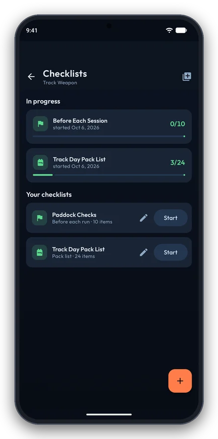 Pre-session checklist